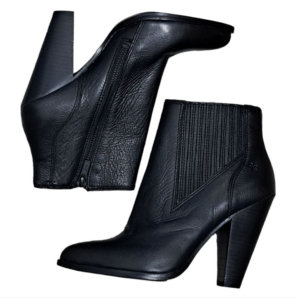 Frye Remy Chelsea Women's Black Leather Slip On Zip Up Ankle Booties Size 7.5